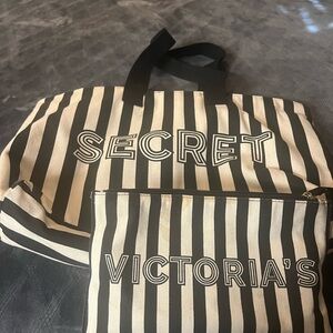 Victoria's Secret Black and White Striped Tote